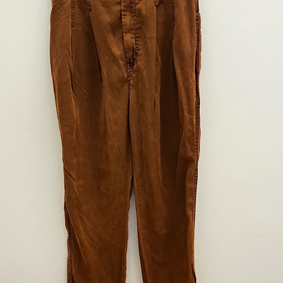Free People Run Wild Trousers Western Pleated Cotton Pants Size 10 - Picture 3 of 8